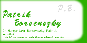 patrik borsenszky business card